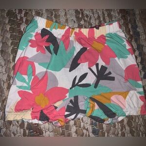 Tea Collection Vibrant Floral Kids Shorts - Coral, Teal, Mustard